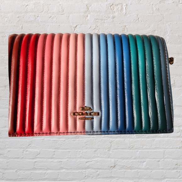 Coach Bags Coach Anna Foldover Crossbody Clutch With Rainbow Linear